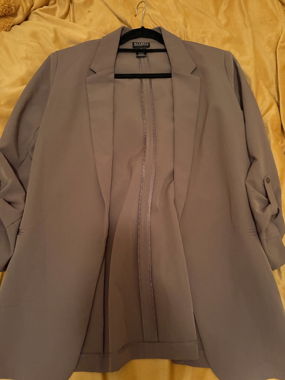 Soho Apparel Taupe Open-Front Blazer